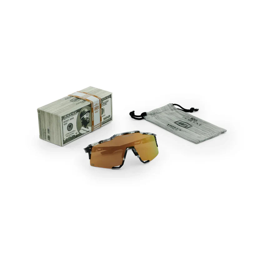 100% Speedcraft XS Sunglasses - Money Mike 3 Polished Black Tortoise HiPER 24K Gold Mirror Lens